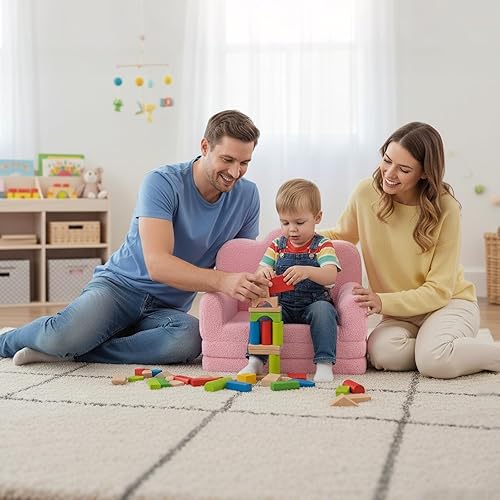 Miniatura 81 de Tiita Silla infantil de felpa para niños, sofá de felpa que brilla en la oscuridad, sofá para niños pequeños con funda lavable, asa de transporte,