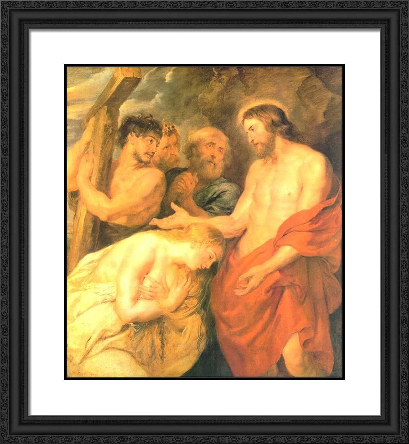 ArtDirect Rubens, Peter Paul 20x22 Gold Ornate Framed Art Print with Double Matting Titled: Christ and Mary Magdalene