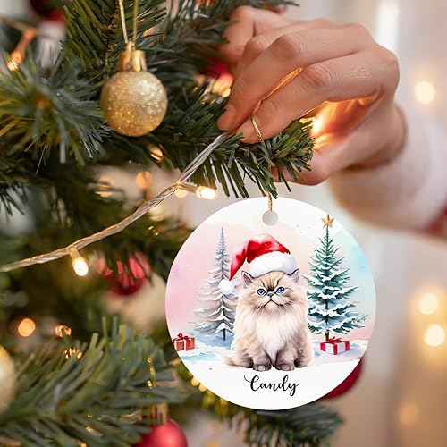 Miniatura 4 de Adorno de Navidad de gato del Himalaya, decoraciones personalizadas para árbol de Navidad de Papá Noel, adorno de Navidad de gato personalizado para
