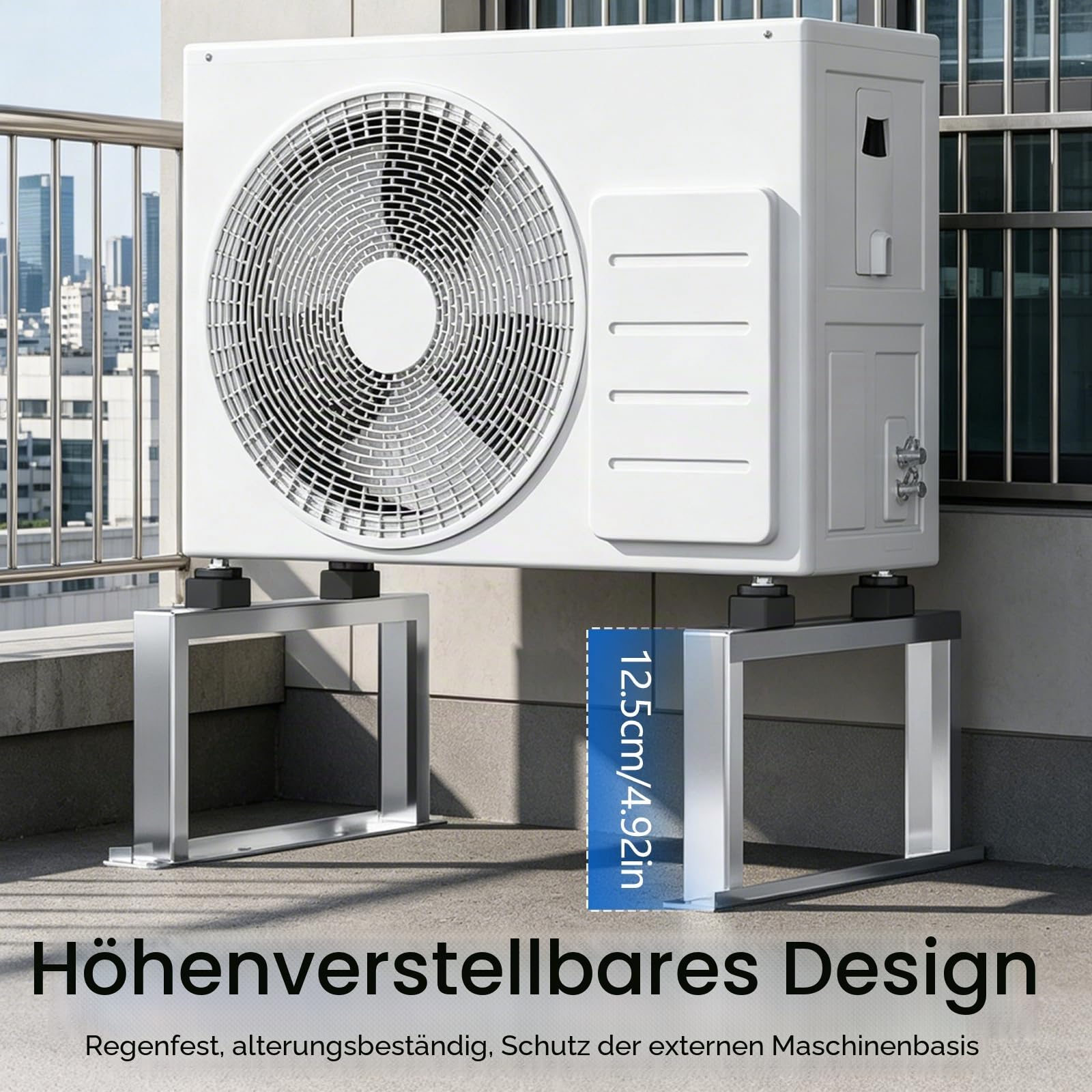 Bodenkonsole für Klimaanlage Wärmepumpe Bodenständer Klimaanlage Bodenkonsole Klimaständer Gestell bis 150 kg Metall Halterung Klimaanlage Außengerät Geeignet für Split-Klimaanlagen, Höhe 12,5 cm