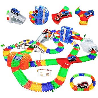 Autorennbahn Kinder Spielzeug ab 3 4 5 Jahre mit 2 Spielzeugauto Kinderspielzeug ab 3 4 5 6 7 Jahre Junge 309PCS Car Track Rennbahnen Racing Geschenk 3 4 5 Jahre Junge M dchen 505cm L nge Rennbahn