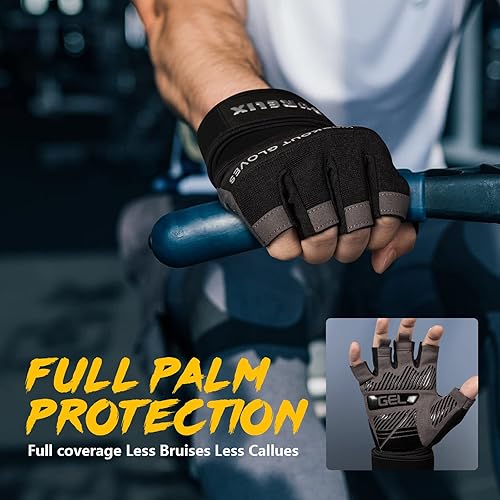 Miniatura 3 de CURELIX Guantes de entrenamiento para hombres y mujeres, guantes de levantamiento de pesas con muñequeras para entrenamiento de gimnasio, fitness,