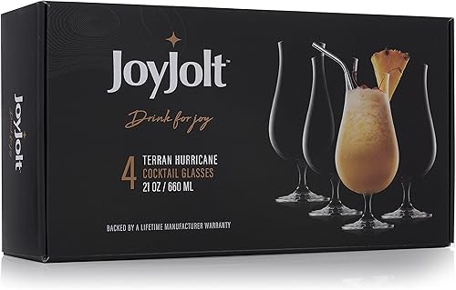 Miniatura 4 de JoyJolt Terran - Vasos de piña colada, vasos de cóctel de huracán de primera calidad fabricados en Europa, juego de bebidas de cristal de 21 onzas,