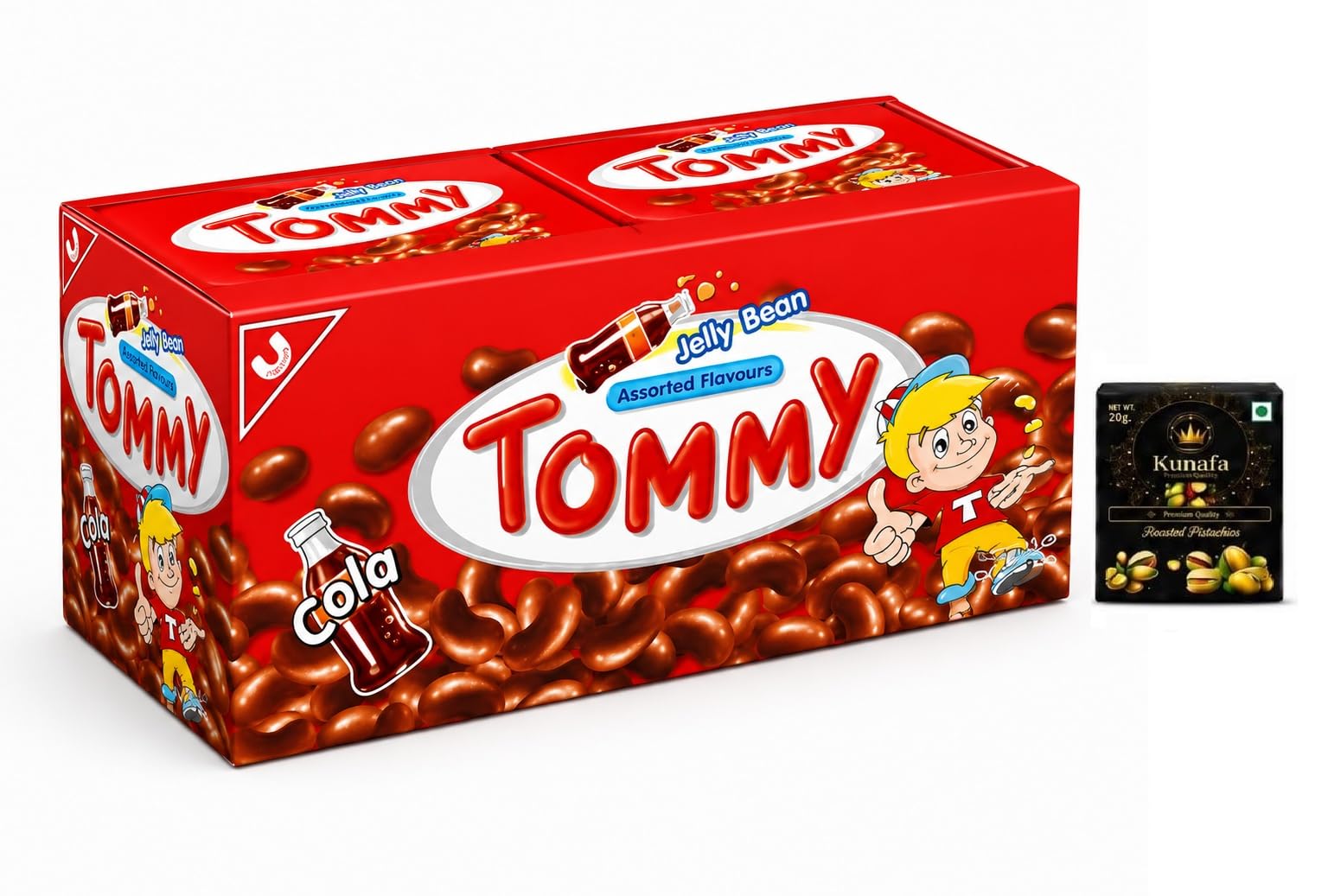 Tommy Jelly Beans Cola Flavoured, Chew Candy Pieces Can Be Added to Desserts as Decoration 12 Pouch X 15gm Each with Free Flavourito Kunafa Pistachio Chocolate Bar, 20g By Decadent Foods-image-17