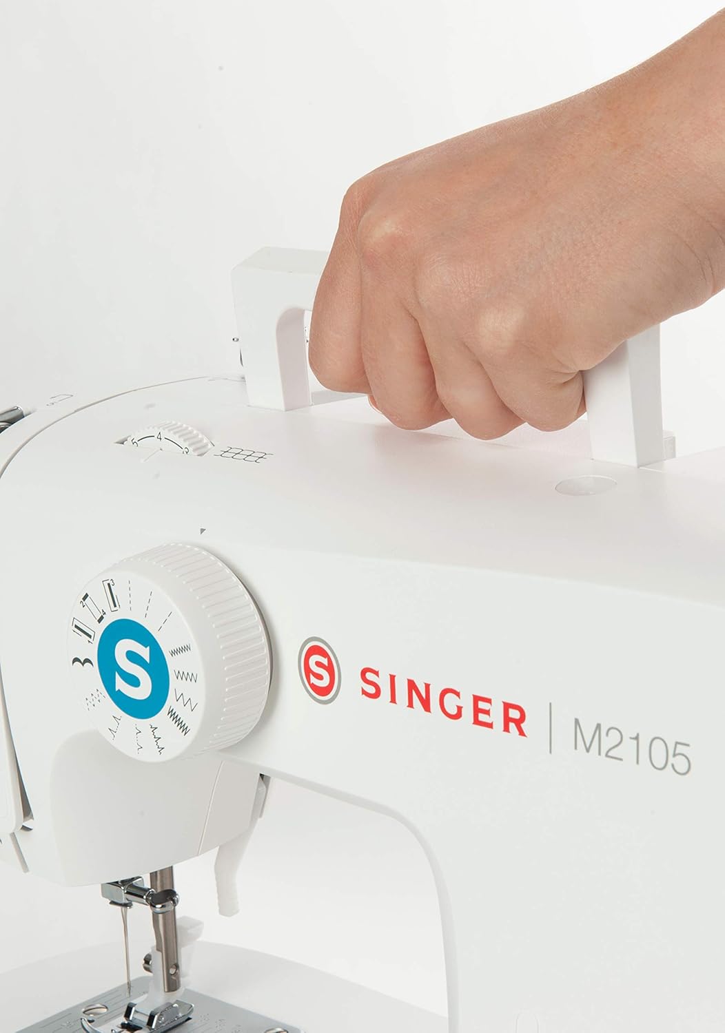 A dalt view of Singer M 2105 showing thread guides