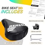 Large Comfortable Bike Seat Wide Saddle Shock Absorbing - Oversized Memory Foam Padded Exercise Bicycle Seat Waterproof Leather Cover - Universal Soft Replacement Cycling Cushion for Men Women