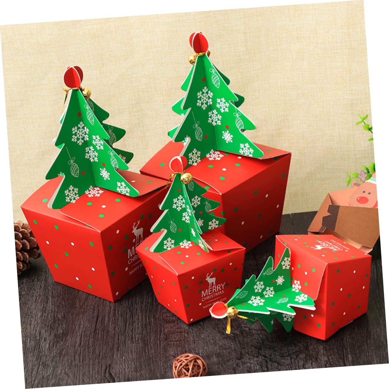 KOMBIUDA 3 Juegos de Cajas de Dulces Navideñas Resistentes Soportes de Papel para Envolver Y Decoraciones de Fiesta Unidades X 3