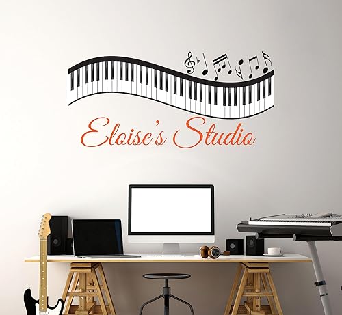 Calcomanías de pared personalizadas con notas musicales de piano, notas musicales, calcomanías murales para decoración del hogar, sala de estar o
