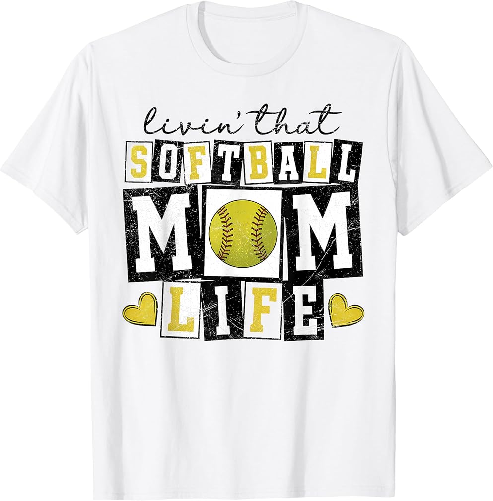 Loving That Softball Mom Life Mother Mama Girl Women T-Shirt