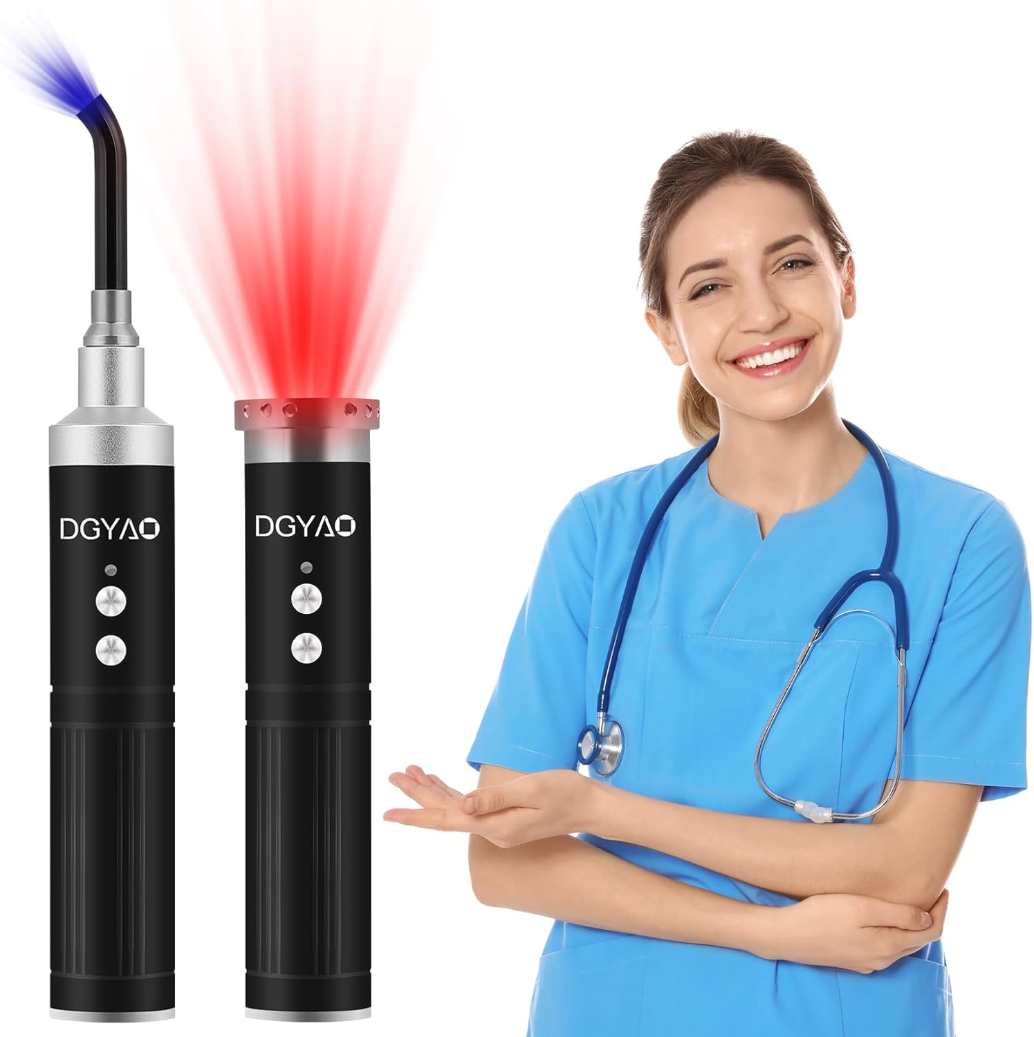 TUOB Red Light Therapy Device with Removable Tip, 5 Wavelengths 460/630/660/850/900nm Red Infrared Light Therapy Benefit for Mouth Nose Ear Knee Feet Hands Joint Muscle Ankle Pain Relief