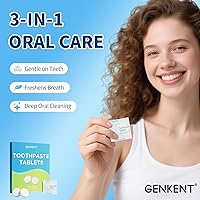 Vista 1 de GENKENT Tabletas de pasta de dientes, pastillas masticables sin flúor y plástico, ecológicas y aptas para viajes (60 unidades)