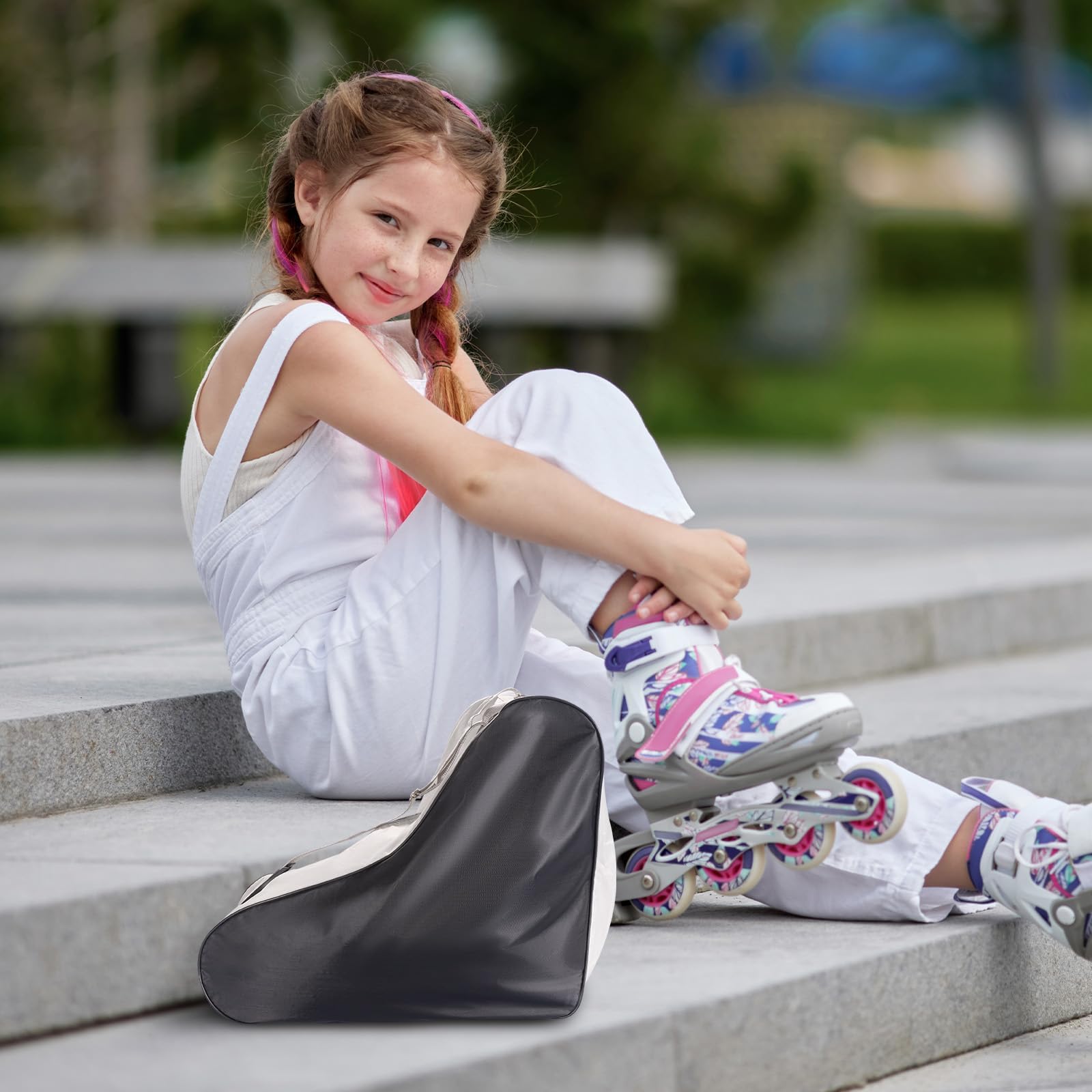 Skating Shoes Carry Bags Roller Skate Bag, Oxford Ice Skates Storage Bag for Kids & Adults, Unisex Adults Ice & Skate Bag II Fabric and Beach with Adjustable Shoulder Strap