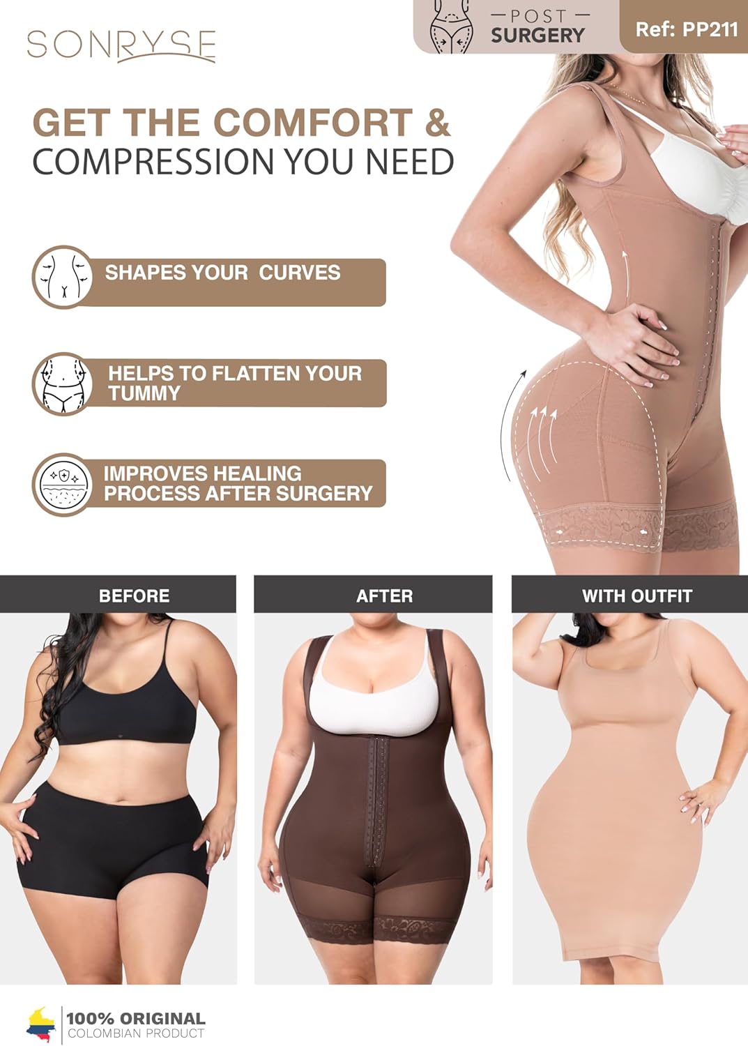 Sonryse Stage 2 Postpartum Faja Body Shaper | Tummy Tuck Compression Garment for Women | Fajas Colombianas Moldeadoras - Image 6