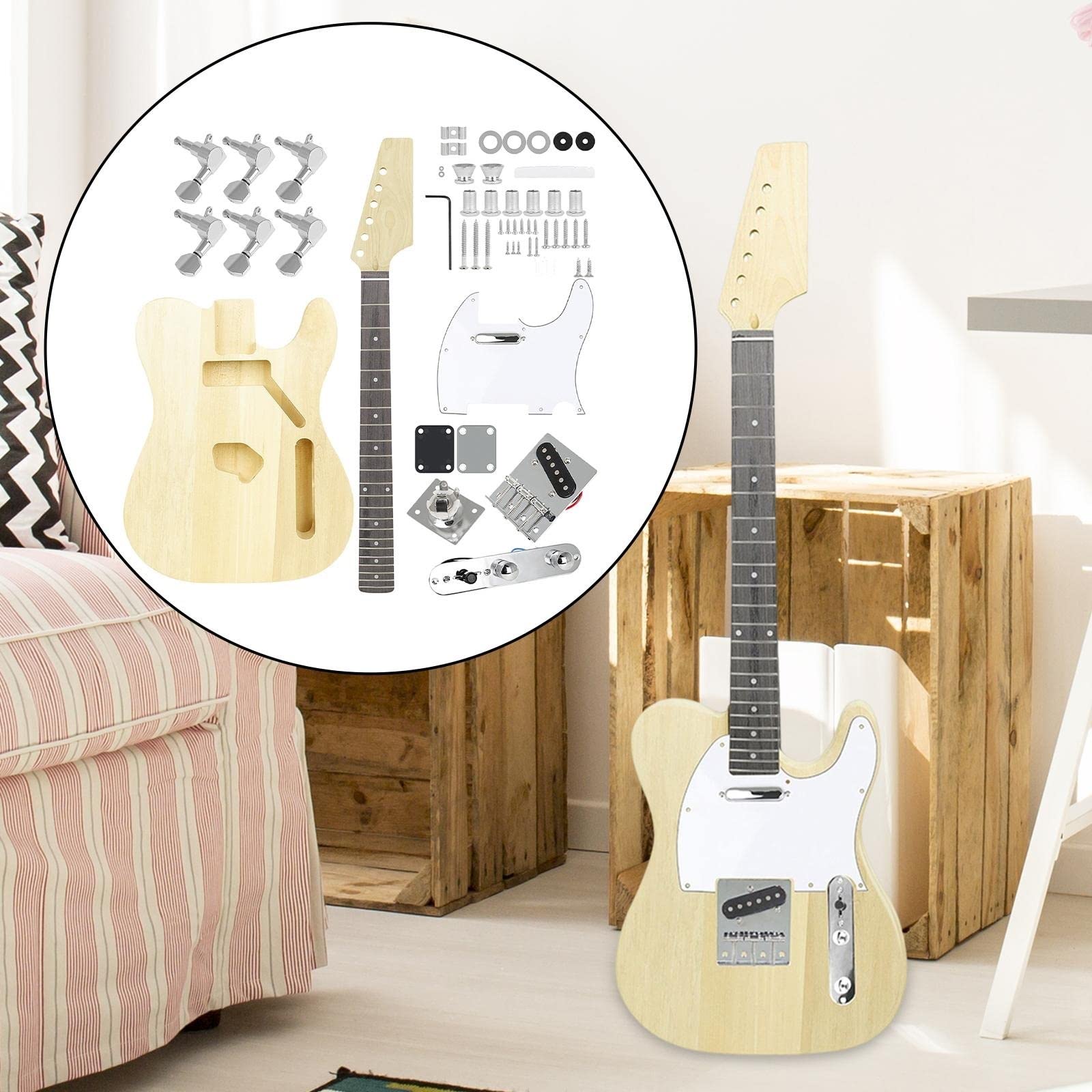 Profesjonalny zestaw do gitary elektrycznej Profesjonalny niezmontowany zestaw do gitary elektrycznej DIY 6 strunowy zestaw gitarowy dla początkujących Zestaw gitarowy DIY
