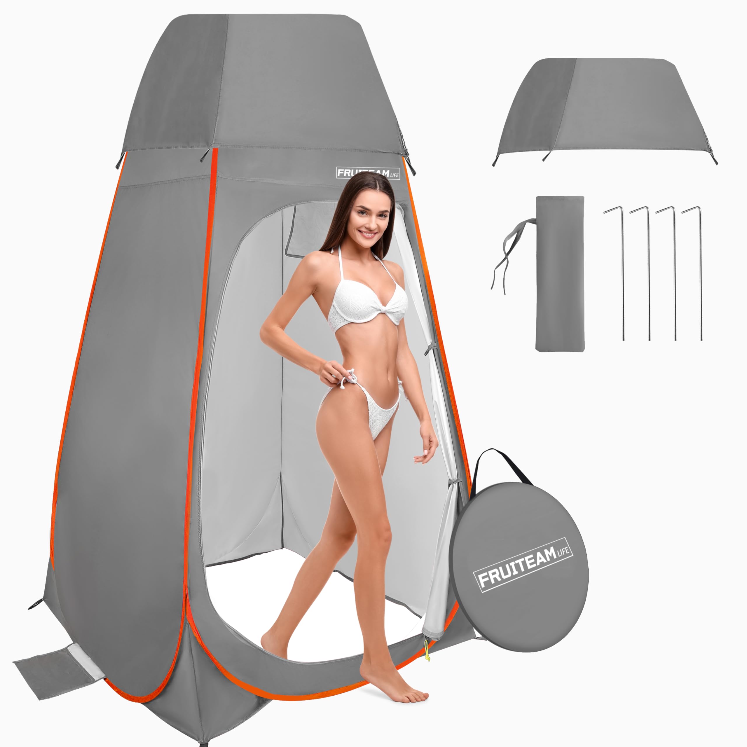 FRUITEAM Privacy Shower Tent for Hiking Beach Picnic Fishing, Shower Tent for Camping, Extra Privacy Tent, Spacious Privacy Shelters Camp with Portable Carrying Bag - Gray image 4