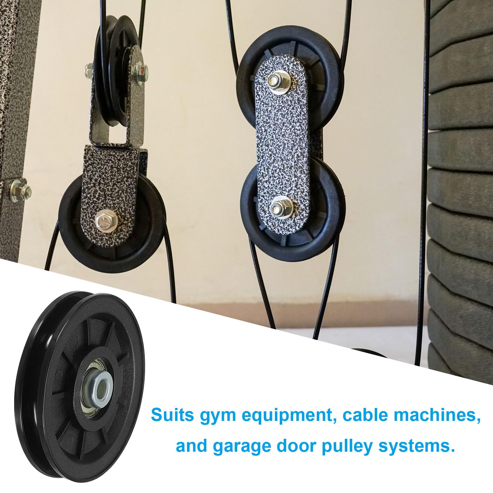 PATIKIL Polea De Rodamiento Universal 100mm/3.9", 2 Piezas Polea De Nylon Para Rodamiento De Elevación Para Equipo De Gimnasio Máquina De Cable