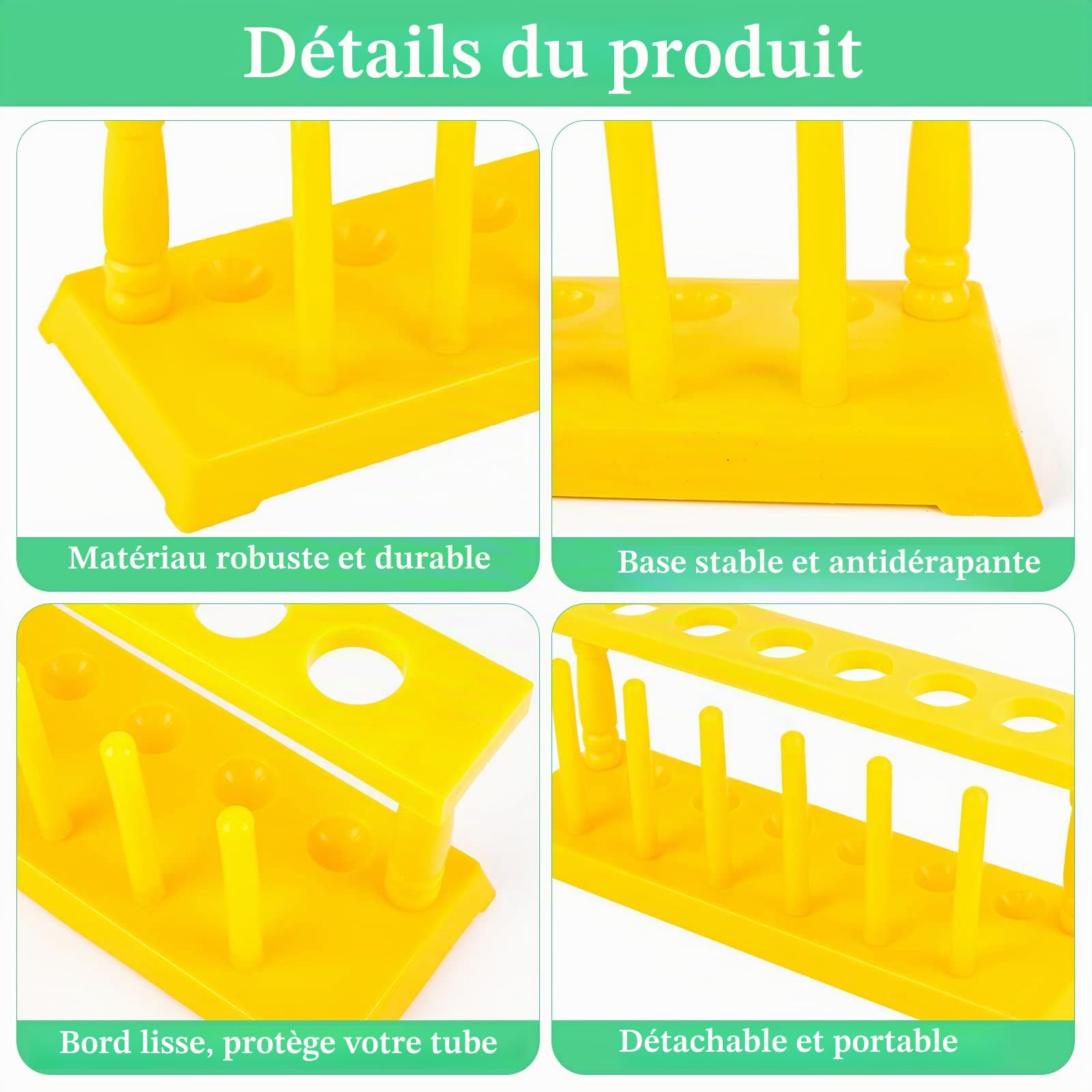 Support de Tube à Essai 2 Pcs Porte-tubes à Essai en Plastique 6 Trous Diamètre 22mm Support d’Éprouvette de Laboratoire Détachable Porte Éprouvette Accessoire de Tube de Laboratoire