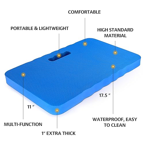 Miniatura 19 de HOOPLE Rodillera extra gruesa, cojín de espuma suave, rodilleras de jardinería impermeables, rodilleras ligeras para baño, suministros de Negro 0.7