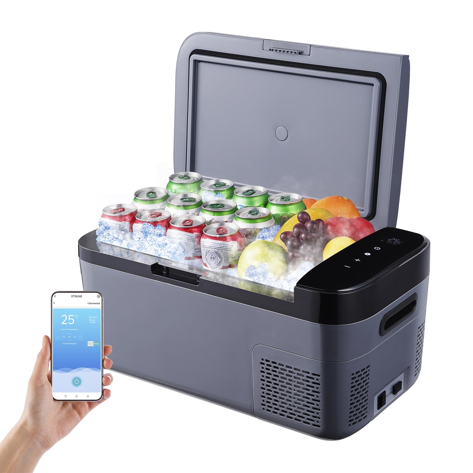 AAOBOSI Nevera Portatil 15L,Nevera Coche Nevera 12V Compresor,Control APP,20°C a -20°C, 12/24V DC,100-240V AC,Nevera para Hogar Camping, Viajes, Coche, Barco y Autocaravana