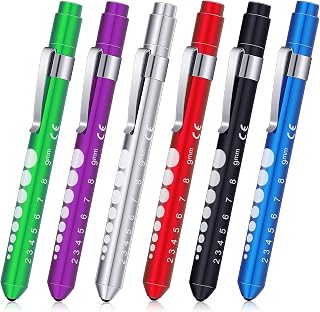 Penlight for Nurse Pen Light Led Reusable Pen Light with Pupil Gauge Nurses Pin Light for Torch Medical Students Doctors Daily Use with Pocket Clip Nurse and Doctor Gifts(6 Pieces,Basic Colors)