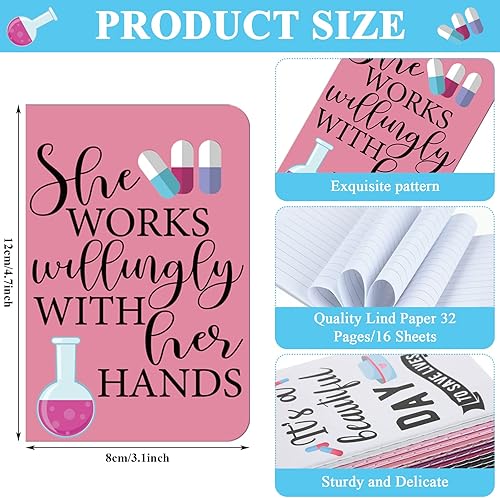 Miniatura 2 de 18 cuadernos de enfermería, mini bloc de notas de enfermería con 6 piezas de llavero de enfermería, regalos semanales, bloc de notas de enfermería,