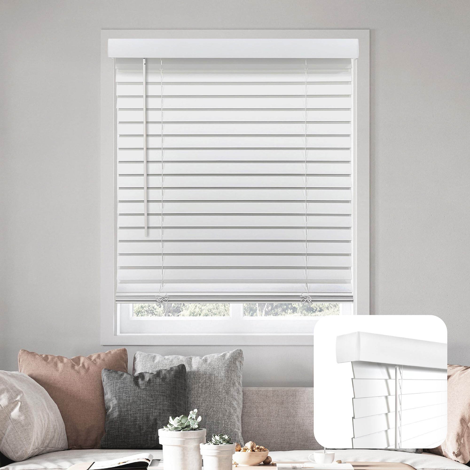 DEZ FURNISHINGS Cordless Smooth Faux Wood Blind