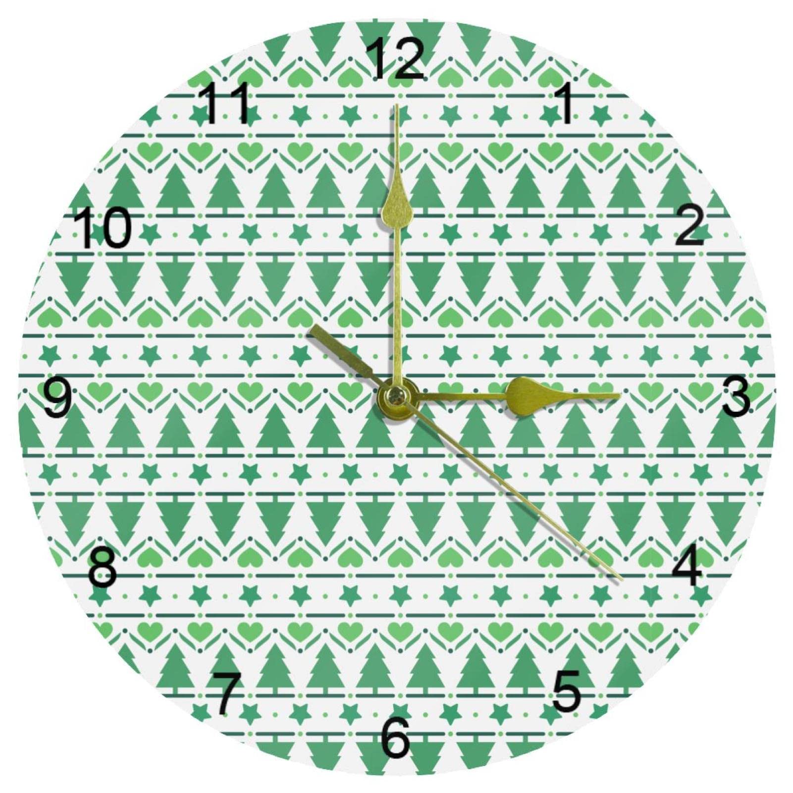 Horloge de cuisine silencieuse de 25,4 cm au décor de sapin festif