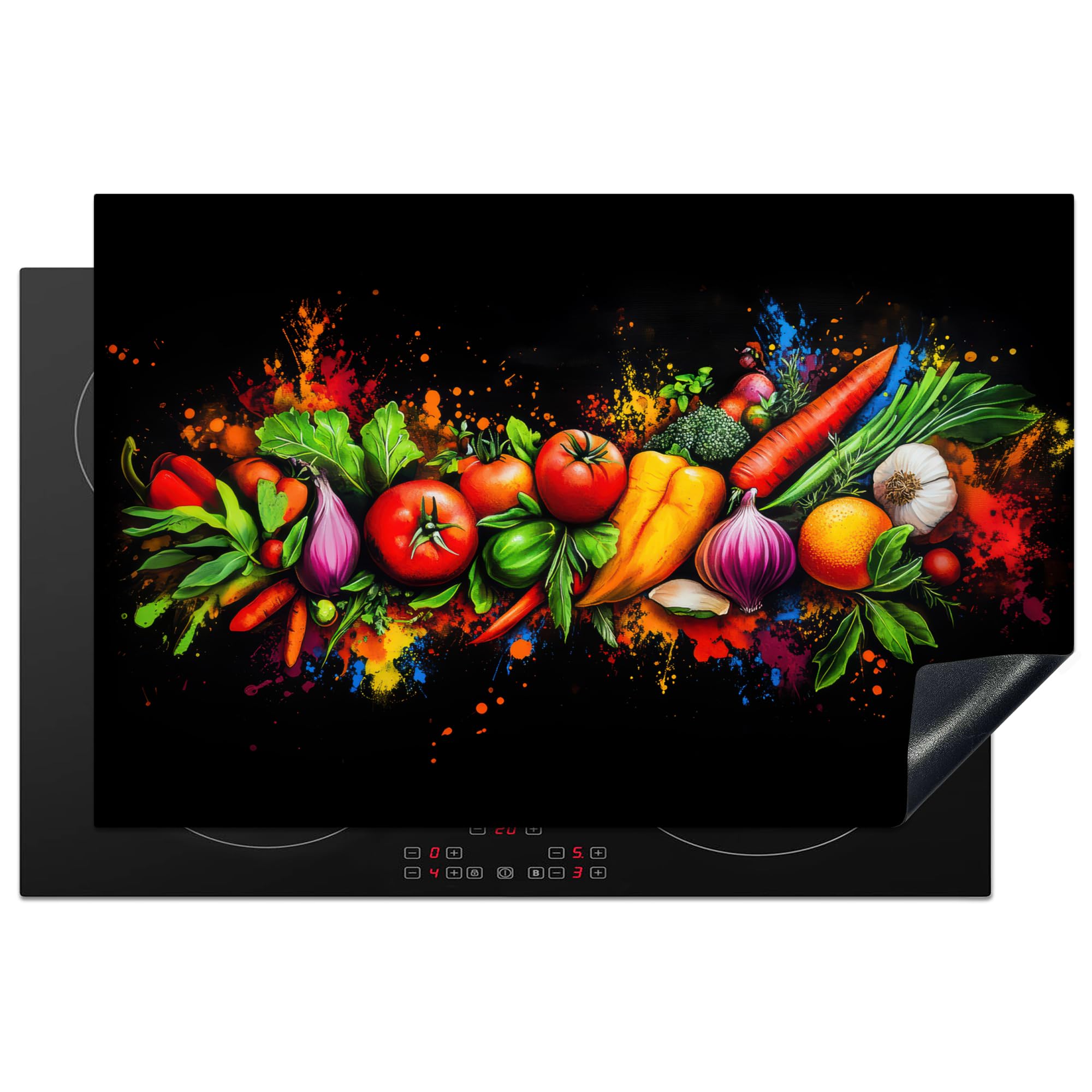 KitchenYeah© Induction Hob Protector Mat 20.5"x31.9" / 81x52 cm Cooker Top Protectors Cover Ceramic Covers Electric Hobs Vinyl Vegetables - Food - Herbs - Graffiti - Cooking