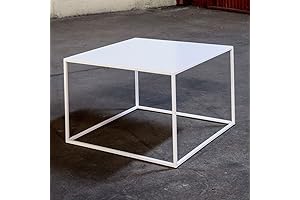 White Steel Coffee Table: Modern Minimalist Style | Dimensions: 24" x 24" x 16"