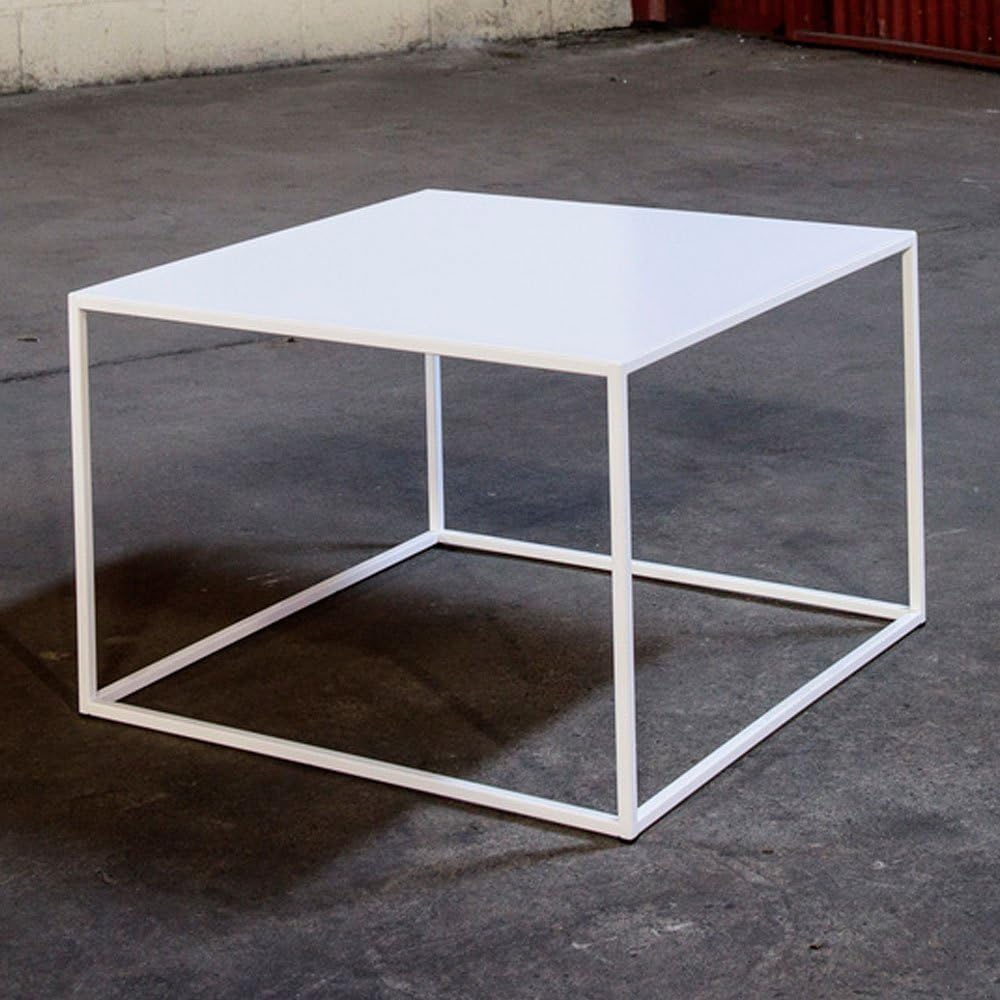 White Steel Coffee Table - Minimal Design / 24" x 24" x 16"