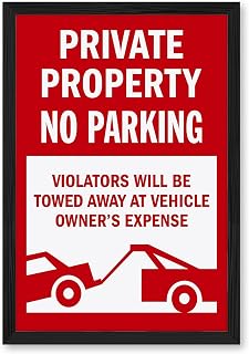 Private Property No Parking Poster Canvas Print Art Print Modern Wall Art Painting Pictures Funny Wall Decoration Office Home Decor Apartment College Dorm Room (Black Framed,8L x 12W)
