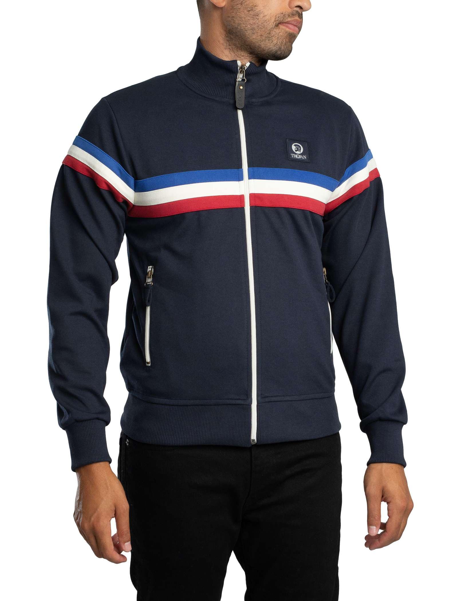 Trojan Herren Trainingsjacke Mit Retro-Streifen, Powder