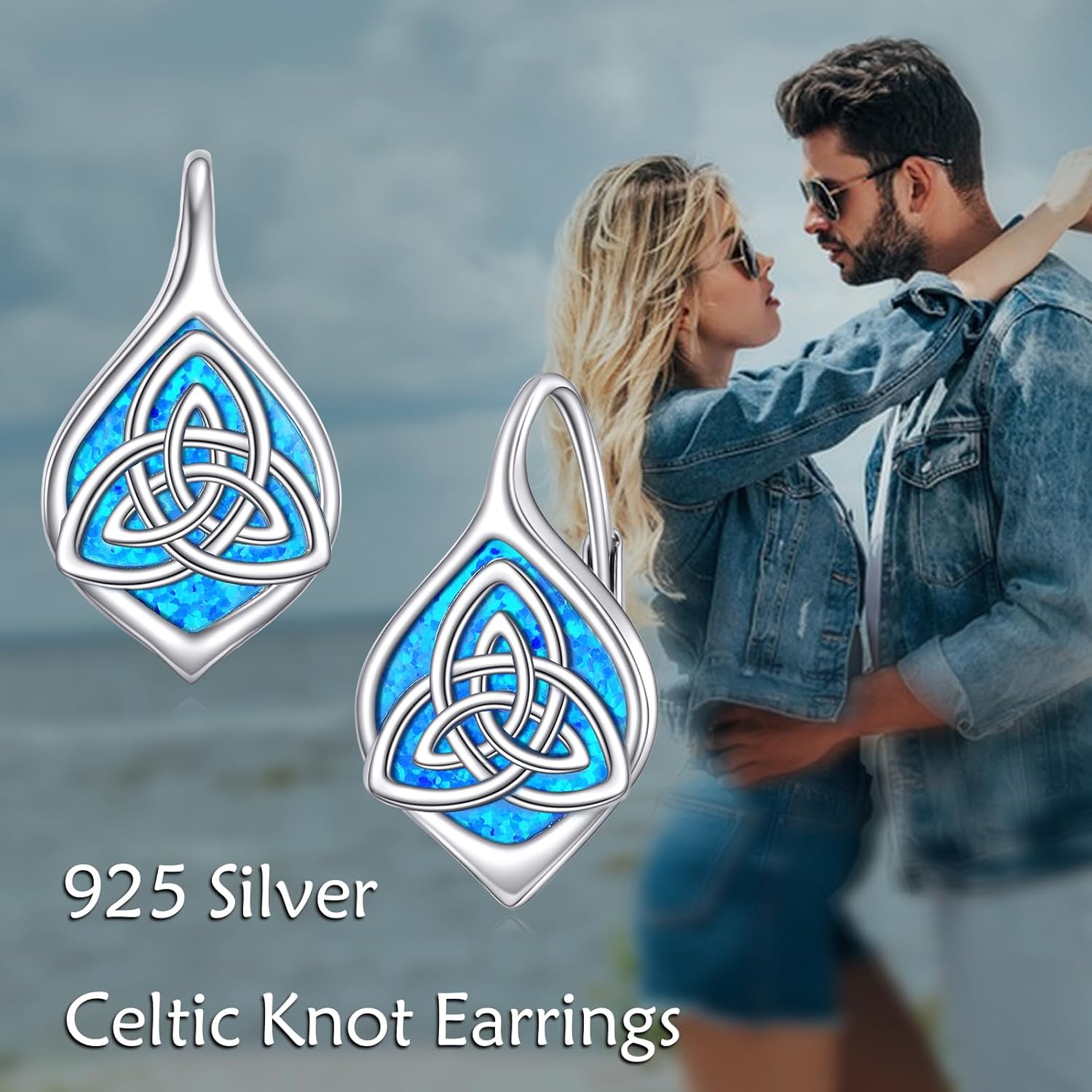 Celtic Trinity Knot Earrings for Women 925 Sterling Silver Triquetra Knot Leverback Abalone Shell Irish Jewelry Tree of Life Gift - Image 6