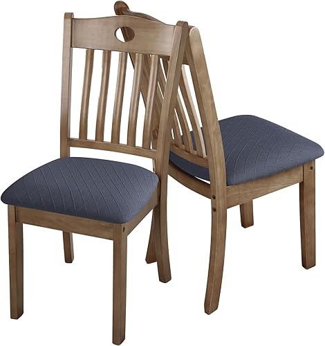 Vista 105 de YISUN Juego de 6 fundas para asiento para silla, de piel sintética, impermeables, para sillas de comedor, fundas elásticas para sillas de comedor