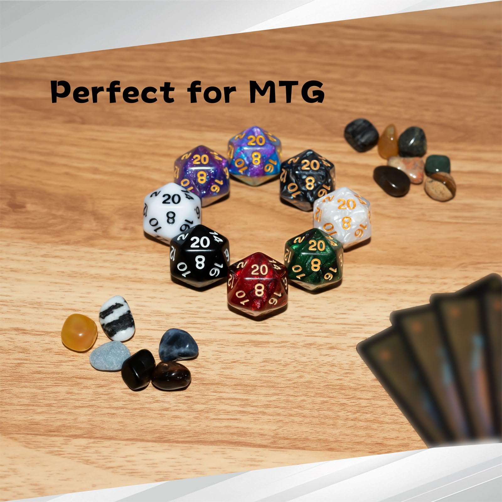 Zestaw 56 kostek licznika MTG w 8 kolorach, 48 sztuk Magic The Gathering Life Counters Tokeny zestaw kości i 8 sztuk D20 do MTG, TCG, akcesoria do gier karcianych