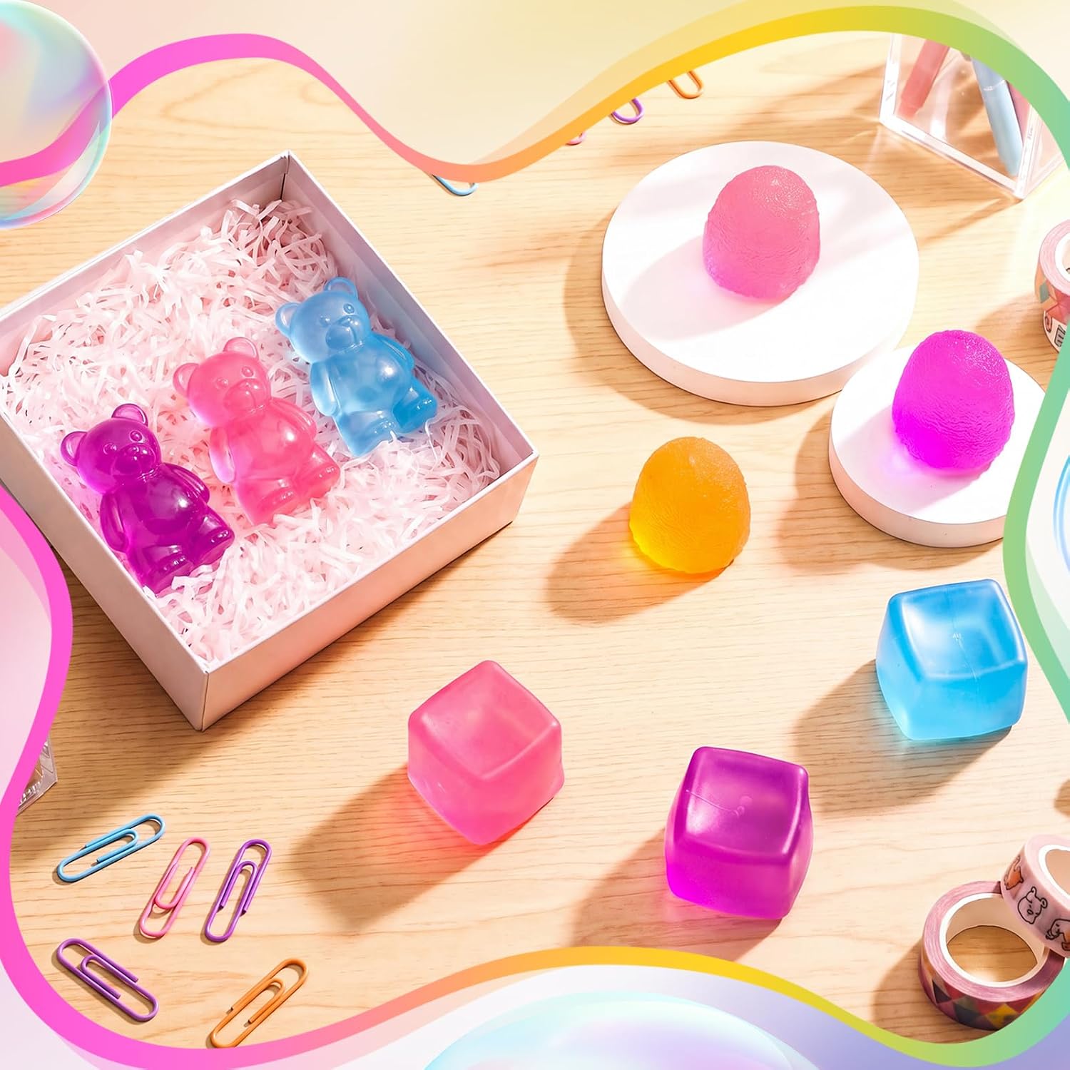 Halloscume 9 Pcs Slow Rising Ball Square Stress Cubes image 4