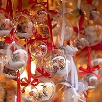 Vista 4 de 50 bolas de adorno transparentes de plástico transparente para manualidades, bolas de adornos rellenables de 3.150 in (3.15 pulgadas), bola