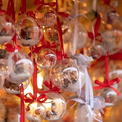 Miniatura 4 de 50 bolas de adorno transparentes de plástico transparente para manualidades, bolas de adornos rellenables de 3.150 in (3.15 pulgadas), bola de