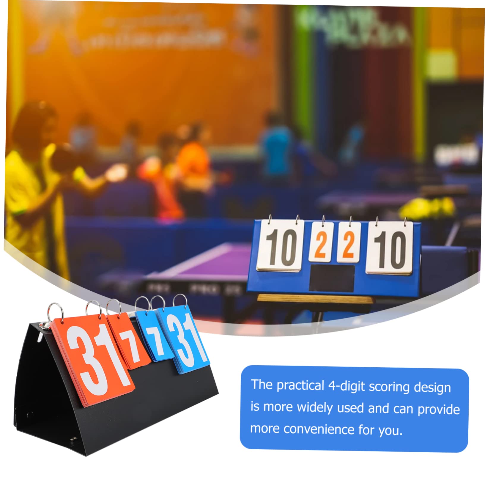 BESTonZON Tabellone Segnapunti da Tavolo a 4 Cifre Nero PVC Acciaio