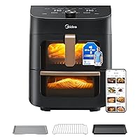 Midea 10 in 1 Friggitrice ad Aria Verticale Doppia Zona, 11L Wifi Air Fryer con 2 Cassetti 5L & 6L