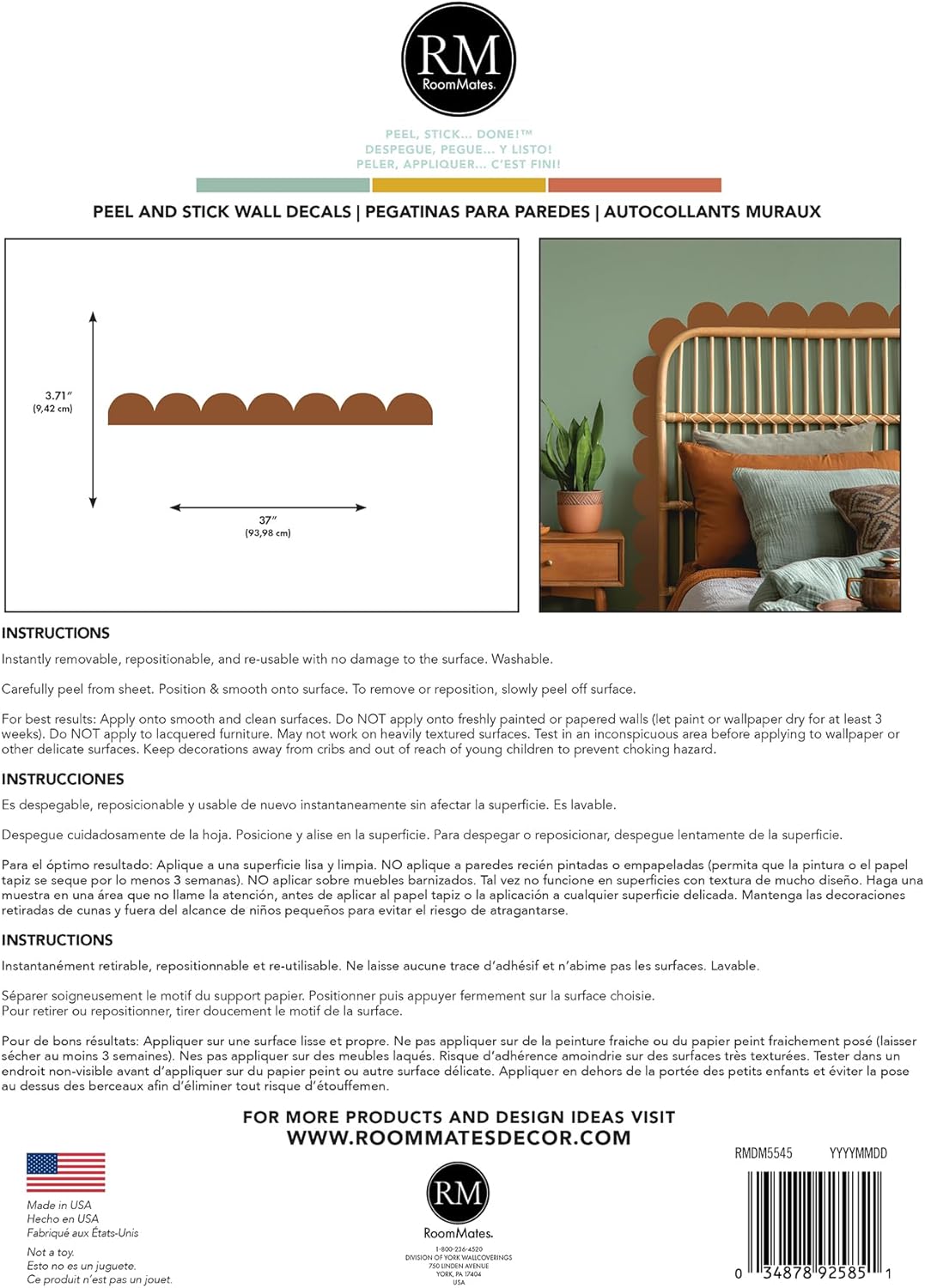 Brown Peel and Stick Scallop Border Decal by RoomMates, RMDM5545