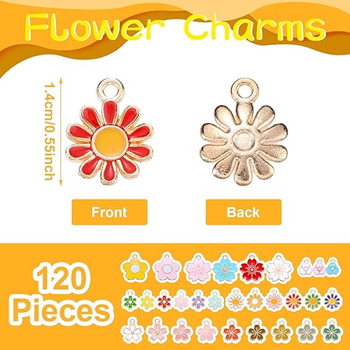 Miniatura 3 de 120 dijes con temática floral para hacer joyas, pulseras esmaltadas de mariposa, colgantes chapados en oro, varios dijes para manualidades, aretes,