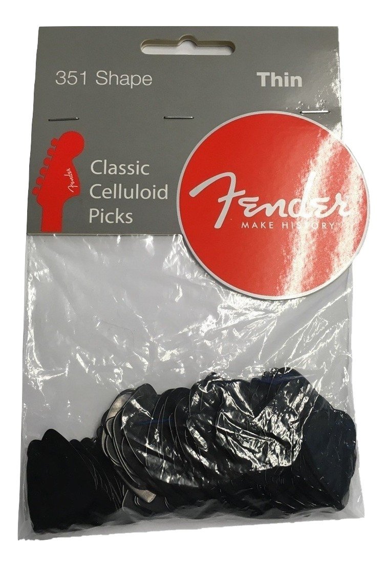Fender Plettri classici in celluloide 351 forma, nero, sottile, confezione da 144