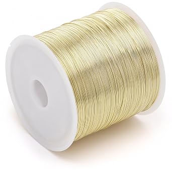 328Ft 0.4MM Jewelry Wire, 26 Gauge, 110 Yard Tarnish Resistant Beading Wire for Jewelry Making Supplies and Crafting, Copper Beading Wires for Bracelet Making and DIY Artwork Light Gold