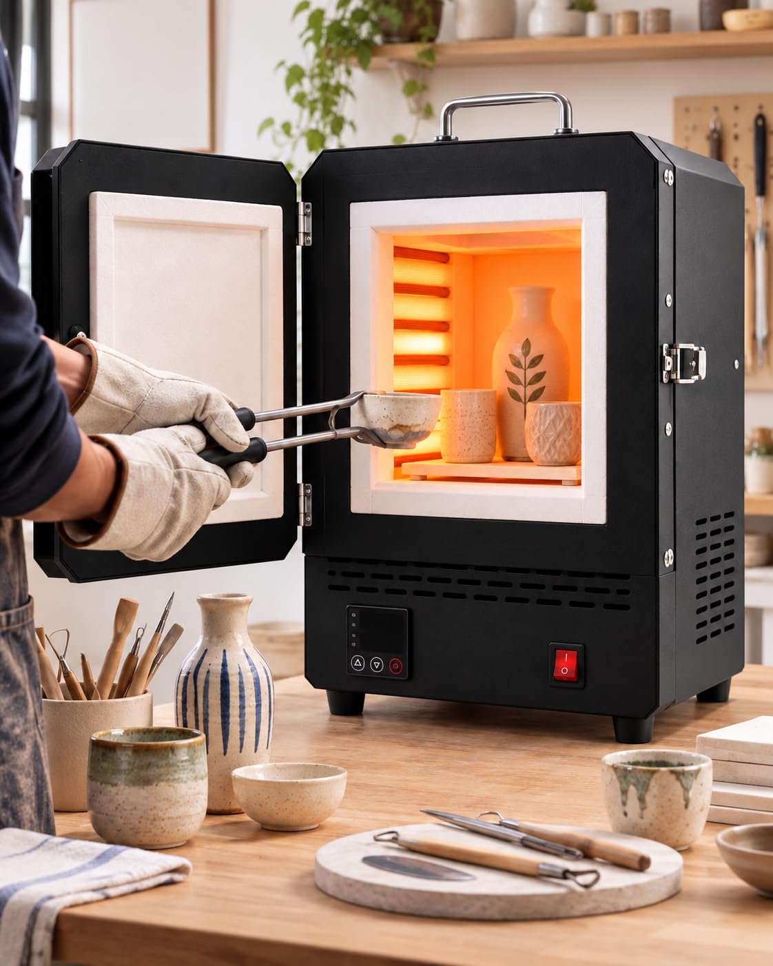 Horno Cerámico Eléctrico 1500 W, 1200°C Para Cerámica Y Joyería