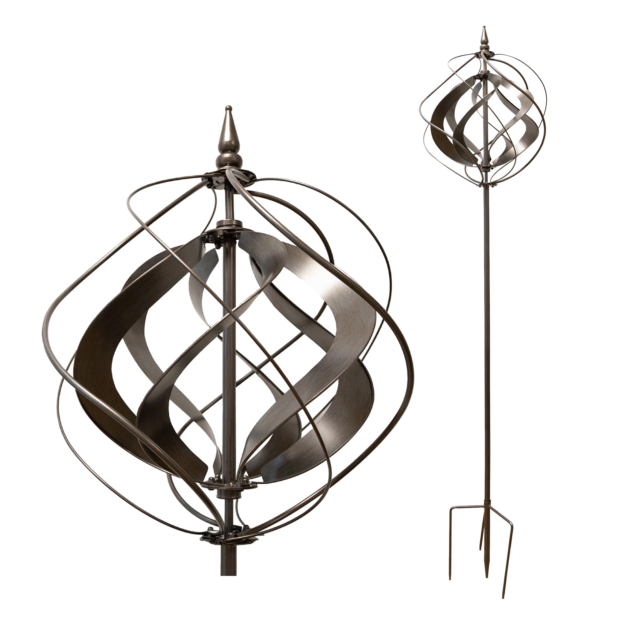 LEMODO Garten Windrad “Grey Tulip”, Windspiel mit stabilem Bodenstecker Gartendeko in 4 Höhen aufbaubar, Gartenstecker 213 cm hoch, Windmühle Windskulptur mit Charme