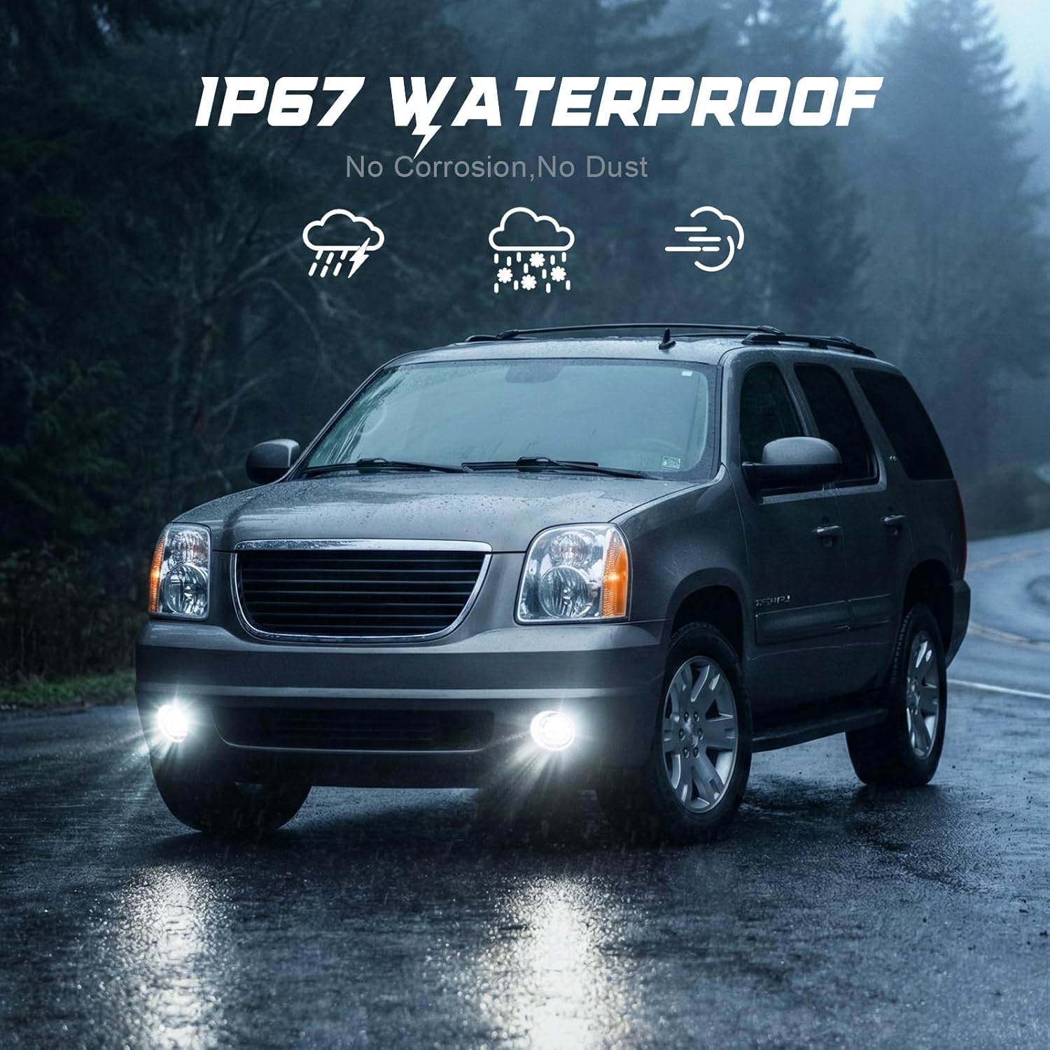 LED Fog Lights Fits for 07-14 Tahoe Suburban Yukon Avalanche, 14-17 Silverado Sierra, 15-19 Colorado Round DRL Light Fits for 07-12 Acadia, 07-10 Escape, Explorer, Mustang (15839896 GM2590104)