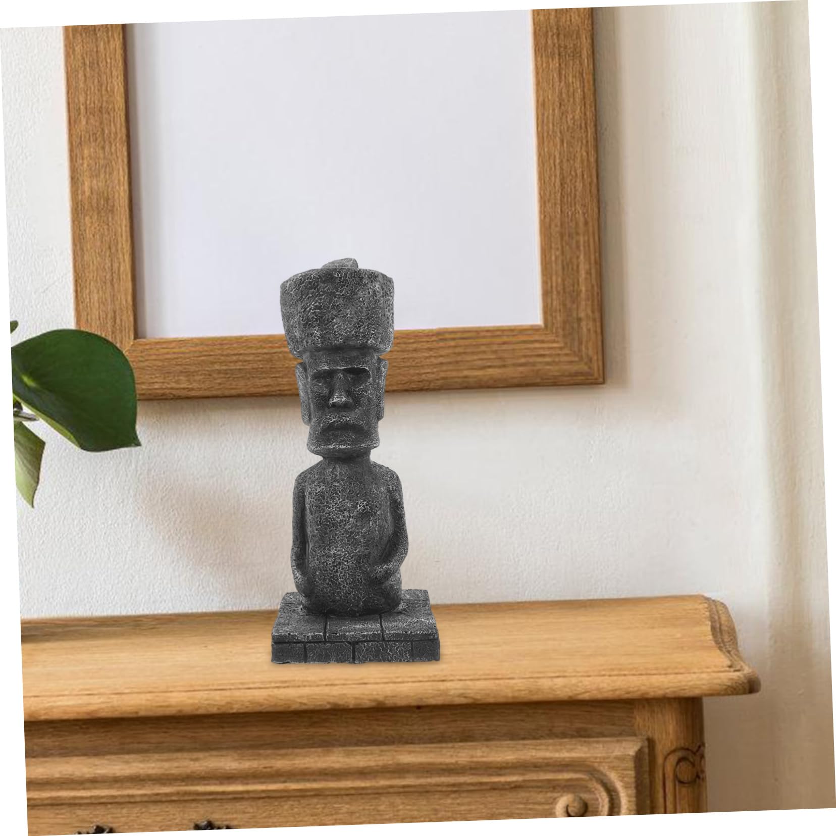 ULTECHNOVO Decorazione per Acquario in Resina, Statua Moai Stile Antico, Effetto Roccia Realistico, Facile da Disporre, per Acquario e Ufficio