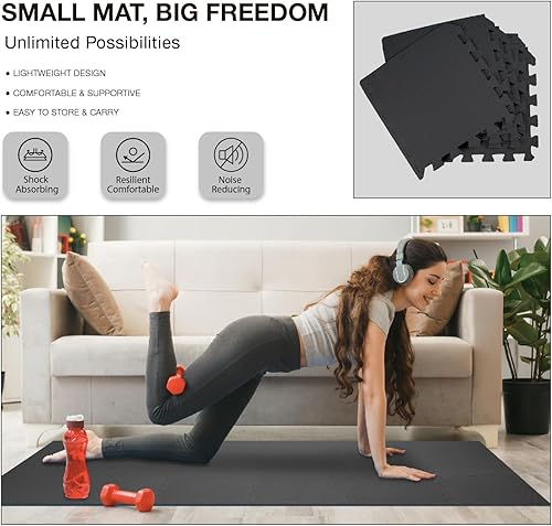 Miniatura 4 de AIRHOP Tapete de 18 azulejos para gimnasio, rompecabezas de espuma EVA, azulejos de espuma entrelazados de alta densidad para gimnasio en casa,