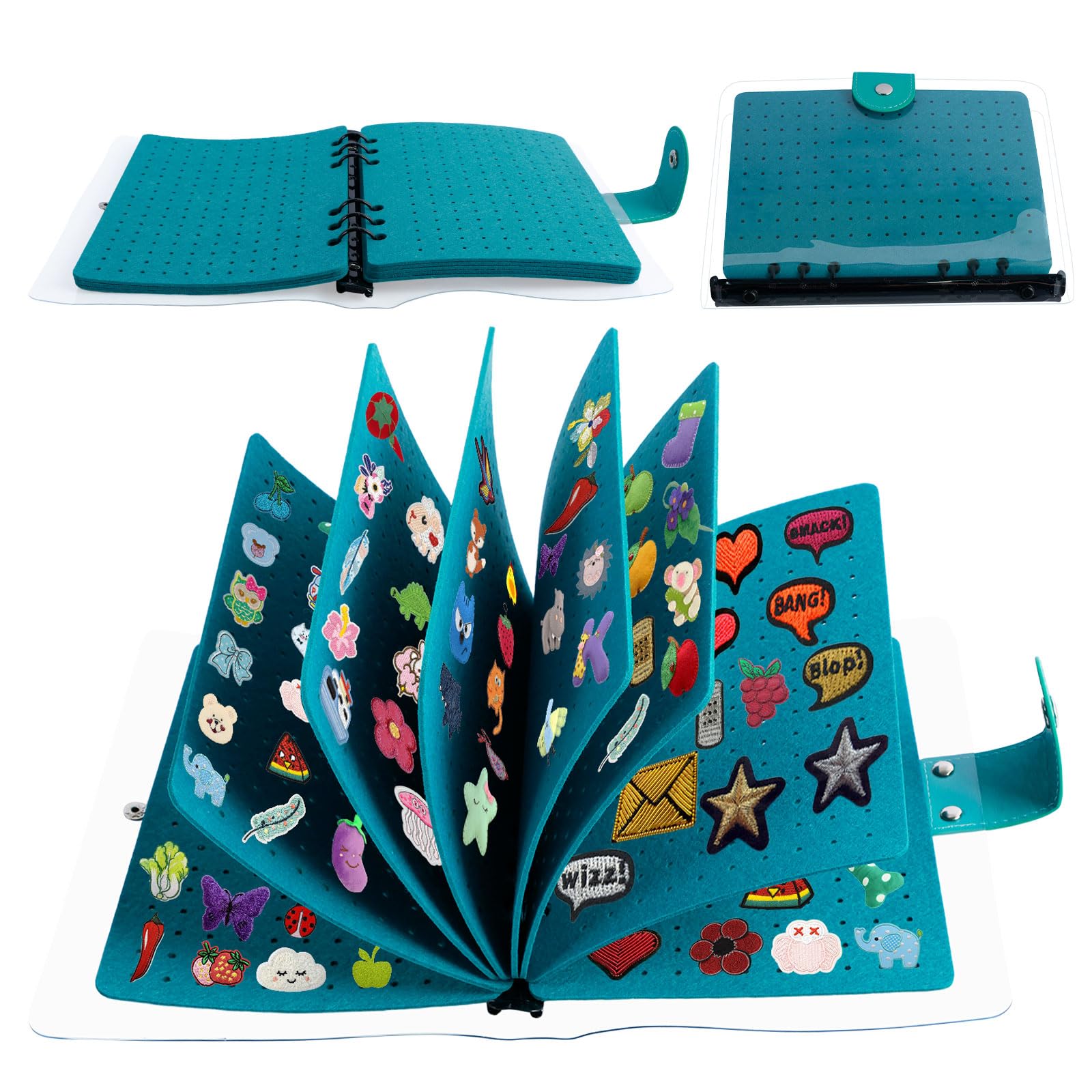 Nihuifdpy Lake Blue Enamel Pin Display Book With Clear Pvc Cover, 8 Pages Pin Collection Display Pages, 23×17Cm Pin Collector Storage, Creative Pin Trading Book Pin Display Holder For Pins Badges(Lake Blue)
